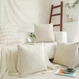 린넨 체크 삼각 등쿠션/헤드쿠션 4종 (솜포함)