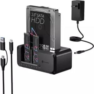 M.2 NVMe 및 SATA SSD/HDD 하드 드라이브 도킹 스테이션 ICY BOX USB-C 10Gbps 클론 리더 2.5인치/3.5인치