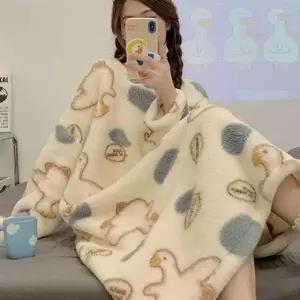 극세사 여자 컴포트 원피스 수면 잠옷 오리 1P 겨울 홈웨어