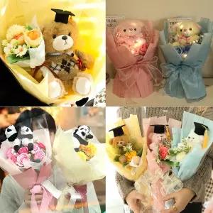 졸업곰 꽃다발 인형 축하 플라워 기념 학사모 곰돌이 졸업축하 베어 판다
