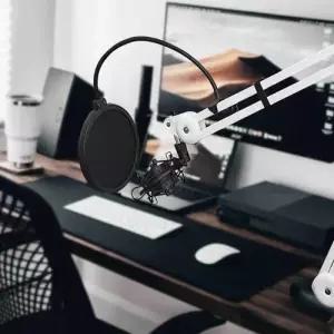 클램프형 마이크 스탠드 거치대 마이크암 흰색 풀세트 WECAA3C