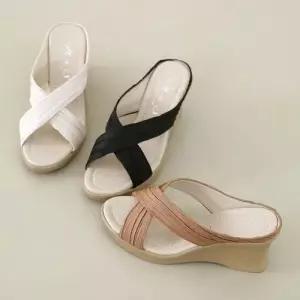 로우 웨지힐 여자 여름 데일리 슈즈 엑스자 슬리퍼 WEC890A