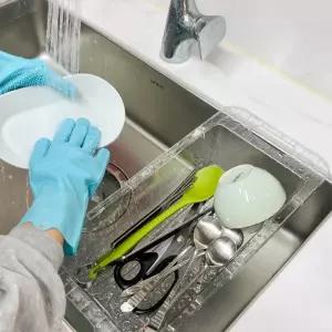 길이조절 싱크대 건조망 물빠짐 바스켓 대바구니 투명