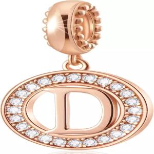 차윈 이니셜 A-Z 레터 참 구슬 알파벳 로즈 골드 정통 925 스털링 실버 핏 판도라 팔찌 목걸이 여성용 서클