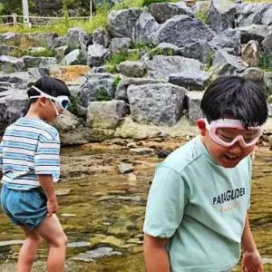 귀마개 일체형 스노쿨링 물안경 핑크 수경 잠 고글 WEE34F0