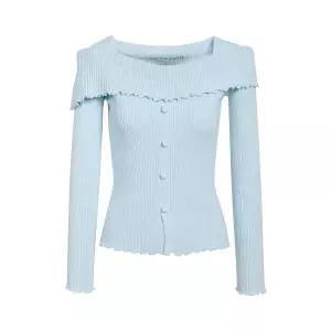 [롯데백화점]제이제이지고트 프릴물결 오프숄더 버튼 니트 GRAN1PO181