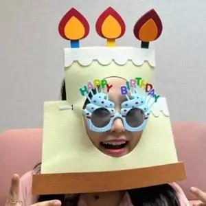 ( )인싸템 재밌는 케이크 가면 얼굴 가면 모자 케이크 생일파티용품 웃긴 축하 선물
