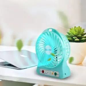 [콩심팥심]미니 하늘색 선풍기 책상 사무실 탁상용 USB 휴대용미