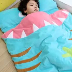 (올핀)극세사 유아 낮잠 이불 세트 배게 가방 상어