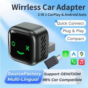2in 1 유선 무선으로 전환 가능 카플레이 안드로이드 오토 어댑터 OEM 차량 스테레오용 USB 동글 스마트 호