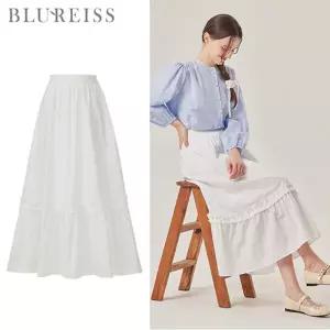 [블루레이스] 프릴 포인트 티어드 롱 스커트_B6S1SK8001