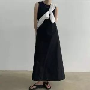 여성 임부복 A라인 포켓 슬리브리스 롱 원피스 조끼