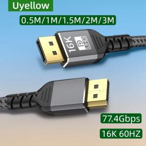 유옐로우 DP2.1 케이블 16K DP 8K 120HZ 60HZ UHD 울트라 고화질 비디오 디스플레이포트 5m 프로젝터용 144