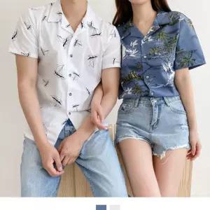 커플시밀러룩 서핑 오픈카라 하와이안셔츠 빅사이즈
