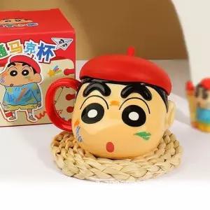 고품질 짱구 실리콘 뚜껑 화가 머그컵 530ml 1P 머그 커피잔 (WFHL12R)