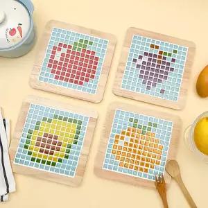 [오피스스쿨] 토단 원목 타일아트 냄비 받침 만들기 (과일) 1인세트 (4종 택 1) DIY 취미공예 타일조각 도안 액자만들기 방과후만들기 