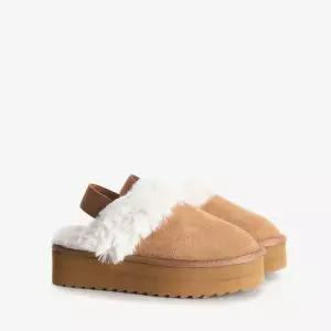 [백화점 정품] 헌터 컬러스오브캘리포니아 [WOMEN] 스트랩 어그 클로그 - 탄 CBWCF07FDZTAN