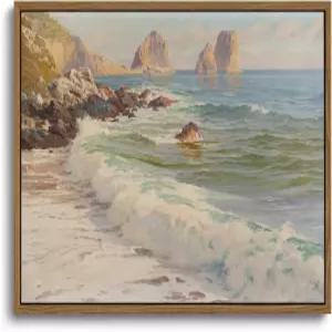 KISSFOX 빈티지 액자 벽 아트 데코 소박한 해안 해변 그림 바다 미학 캔버스 프린트 현대 농가 갤러리 거실