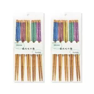 나무 일본식 대나무 고급 젓가락 세트 5P 2세트(도트) (WFK9ZZI)