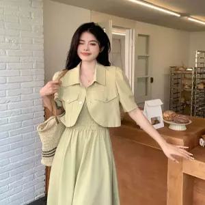 피로연투피스 세트 반팔하객룩 투피스 자켓 피로연 웨딩