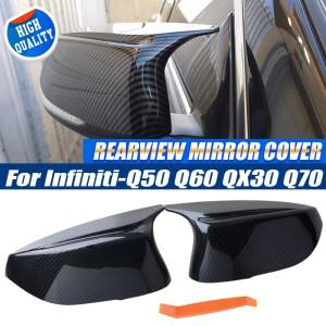 인피니티 QX30 Q50 Q60 Q70 2014- 블랙카본 파이버 패턴 캡 자동차 액세서리 용 듀얼 백미러 커버 교체