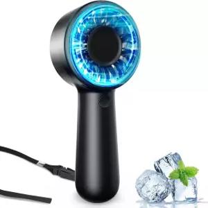 AUIIAH 휴대용 선풍기 개인용 소형 터보 핸드 강력 냉각 랜야드 USB 충전식 5가지 속도 메이크업 여성 남성