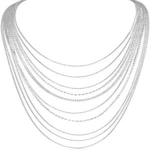 험블 시크 뉴욕 모조 다이아몬드 선언 목걸이 - 레이어드 큐빅 지르코니아 롱 워터폴 체인