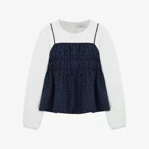 [26 신상] 라운드넥 블라우스 & 잔꽃 뷔스티에 SET (TMBAA1401)