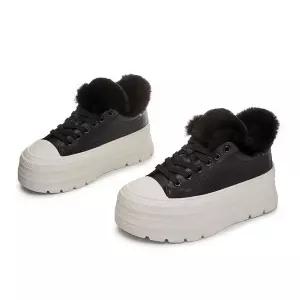 여성 러블리 신발 운동화 하이탑 리얼 가죽 양털 토오픈 슈즈 겨울 가보시 보온 보드화 캐주얼 만발 다올4