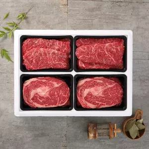 [작심밀도]우리가락 1++한우구이세트1호등심x2   채끝x2