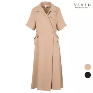[하프클럽/비비드시크릿가너]더블벨트 카라 원피스 VS126049