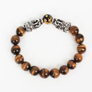 성공운 재물운상승 천연 호안석 오닉스 원석 금룡조각 순은 비휴 팔찌 10mm