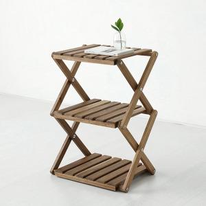 마켓비 TANG 선반 415 좁은 3단 아카시아 브라운, 1개