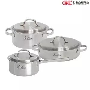 [한일STS] 스플릿 통5중 인덕션가능 스텐레스 냄비세트 3종A(편16+양18+전24)
