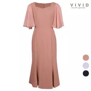 [하프클럽/비비드시크릿가너]여성 여름 챠밍 쉬폰소매 케이프 반팔 원피스