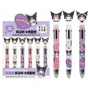 N 산리오 캐릭터즈 피규어 6색볼펜 쿠로미