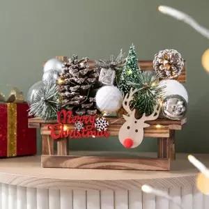 [텐바이텐]크리스마스 장식 센터피스 LED 스노우루돌프벤치 19cm 테이블