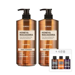 쿤달 네이처 샴푸 베이비파우더 1058ml, 2개+증정(샴푸 일랑일랑 100ml, 1개+바디워시 화이트머스크 100ml, 1개+트리트먼트 화이트머스크 100ml, 1개)
