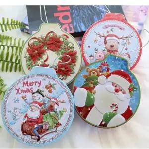 [텐바이텐]크리스마스 오너먼트 틴박스 원형 틴케이스 4type 11.3x12.3x4cm