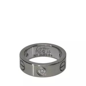 [중고명품] 6호 화이트 골드 18K 3P 다이아 러브 반지