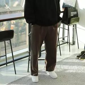 [우기브로]WRI 남자 빅사이즈 기모 안감 허리 주름 와이드 팬츠