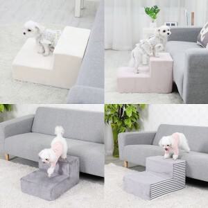 국내산 논슬립 극세사 강아지계단 2단 침대 소파 반려동물 슬개골 보호