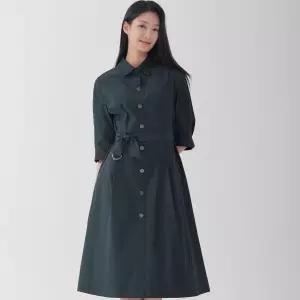 [지센] (2컬러) 피어로즈 셔츠형 버튼업 플레어 원피스 LFOPO891