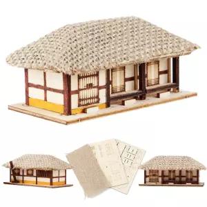 영공방 미니 초가 세칸 나무모형 조립키트 전통 초가집 목재 미니어처 DIY YM583