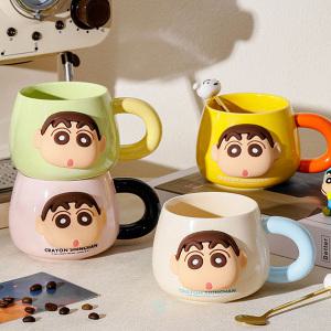 덕플러스문구 짱구 3D 페이스 머그컵 물컵 500ml