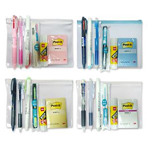 파스텔 문구 세트 6종 ( 파우치 + 3색볼펜 + 샤프 + 형광펜 + 지우개 + 포스트잇 + 풀 ) 중학생 고등학생 졸업 신학기 단체선물 가성비 추천