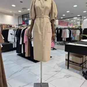 [모조에스핀]벨티드 볼륨 소매 포인트 원피스 s252mse022_DG