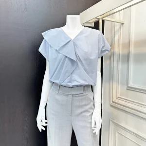 브이넥 프릴 블라우스(LGBLPH9900)_DG