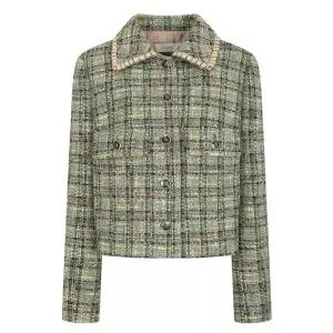 [JJ JIGOTT][JJ지고트]브레이드 칼라 크롭 트위드 재킷 GNAA0JKJ1_DG