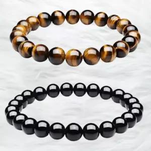 행운팔찌 호안석 흑요석 각 1개씩 2개 1세트 불교 소원 소원 평온 안정 오닉스 8mm 10mm